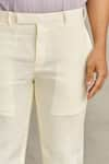 Ekam By Manish_White Cotton Plain Trouser  _at_Aza_Fashions