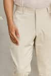 Shop_Ekam By Manish_Beige Cotton Plain Polo Trouser  _Online_at_Aza_Fashions