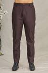 Buy_Ekam By Manish_Brown Cotton Plain Polo Trouser  _Online_at_Aza_Fashions