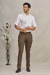 Buy_Ekam By Manish_Green Cotton Plain Polo Trouser  _at_Aza_Fashions