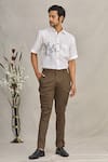 Shop_Ekam By Manish_Green Cotton Plain Polo Trouser  _at_Aza_Fashions