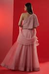 Shop_Suruchi Parakh_Pink Organza, Satin Silk One Shoulder Lehenga Set With Top _at_Aza_Fashions