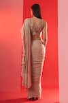 Shop_Suruchi Parakh_Beige Organza, Satin, Georgette Crepe Bead Pre-draped Ruffle Saree With Blouse _at_Aza_Fashions