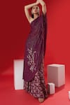 Buy_Suruchi Parakh_Purple Satin, Georgette Crepe Striped Motifs One Shoulder Tunic And Pant Set _Online_at_Aza_Fashions