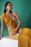 Buy_Suruchi Parakh_Yellow Embroidered Crop Top And Pant Set _Online_at_Aza_Fashions