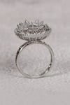 Shop_Chaotiq By Arti_Silver Plated Diamonds Floral Studded Ring_at_Aza_Fashions