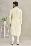 Shop_Yajy By Aditya Jain_Yellow Silk Chikankari And Mirror Kurta_at_Aza_Fashions