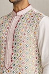 Yajy By Aditya Jain_White Silk Mirror And Sequin, Thread Embroidered Kurta_at_Aza_Fashions