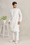 Buy_Yajy By Aditya Jain_White Silk Cowl Style Kurta _at_Aza_Fashions
