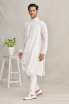 Yajy By Aditya Jain_White Silk Cowl Style Kurta _Online_at_Aza_Fashions