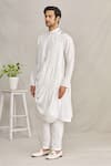 Buy_Yajy By Aditya Jain_White Silk Cowl Style Kurta _Online_at_Aza_Fashions
