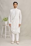 Shop_Yajy By Aditya Jain_White Silk Cowl Style Kurta _Online_at_Aza_Fashions