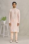 Buy_YAJY by Aditya Jain_Green Silk And Suede Floral Bundi & Kurta Set For Men_Online_at_Aza_Fashions