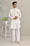 Buy Yajy By Aditya Jain White Silk And Italian Suiting Asymmetric Bundi & Kurta Set Online at Aza Fashions Buy_Yajy By Aditya Jain_White Silk And Italian Suiting Asymmetric Bundi & Kurta Set _Online_at_Aza_Fashions