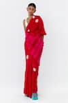 Shop_Studio Medium_Red Handwoven Silk Dyed Bandhani Saree With Unstitched Blouse Piece_at_Aza_Fashions