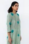 Shop_Studio Medium_Green Handwoven Silk Hand Dyed Polka Dot Round Kurta_at_Aza_Fashions
