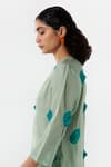 Studio Medium_Green Handwoven Silk Hand Dyed Polka Dot Round Kurta_Online_at_Aza_Fashions