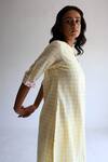 Shop_Shorshe Clothing_Yellow Jamdani Cotton Gamcha Checkered Kurta And Pant Set_at_Aza_Fashions