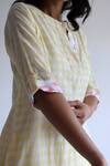 Shorshe Clothing_Yellow Jamdani Cotton Gamcha Checkered Kurta And Pant Set_Online_at_Aza_Fashions