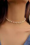 Shop_Do Taara_Gold Plated Pearl Choker Necklace _at_Aza_Fashions