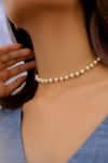 Do Taara_Gold Plated Pearl Choker Necklace _Online_at_Aza_Fashions