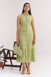 Buy The Right Cut Green Handloom Cotton Floral Motifs Collared Neck Keylime Dress at Aza Fashions Buy_The Right Cut_Green Handloom Cotton Floral Motifs Collared Neck Keylime Dress _at_Aza_Fashions