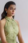 Shop The Right Cut Green Handloom Cotton Floral Motifs Collared Neck Keylime Dress Online at Aza Fashions Shop_The Right Cut_Green Handloom Cotton Floral Motifs Collared Neck Keylime Dress _Online_at_Aza_Fashions