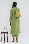 Shop_The Right Cut_Green Handloom Cotton Embroidered Appliqued Floral Motifs Kurta And Pant Set _at_Aza_Fashions