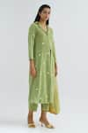 The Right Cut_Green Handloom Cotton Embroidered Appliqued Floral Motifs Kurta And Pant Set _Online_at_Aza_Fashions