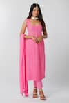 Buy_LABEL AISHWARYRIKA_Pink Georgette Embroidered Chikankari Square Neck Sleeveless Kurta _at_Aza_Fashions