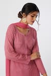 Buy_LABEL AISHWARYRIKA_Pink Georgette Embroidered Chikankari Round Kurta _Online_at_Aza_Fashions