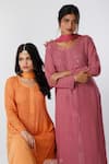 LABEL AISHWARYRIKA_Pink Georgette Embroidered Chikankari Round Kurta Set _Online_at_Aza_Fashions