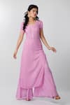 Buy_LABEL AISHWARYRIKA_Purple Georgette Chikankari Round Kurta Palazzo Set _at_Aza_Fashions