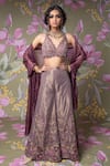 Buy_Show Shaa_Purple Blouse And Palazzo Kota  Dupatta Glass Embroidered Orchid Set _Online_at_Aza_Fashions