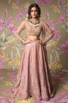 Buy_Show Shaa_Pink Lehenga Satin Organza Blouse And Dupatta Net Evening Blush Bridal Set_Online_at_Aza_Fashions
