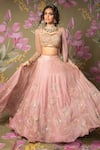 Shop_Show Shaa_Pink Lehenga Satin Organza Blouse And Dupatta Net Evening Blush Bridal Set_Online_at_Aza_Fashions