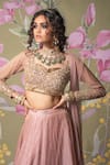 Show Shaa_Pink Lehenga Satin Organza Blouse And Dupatta Net Evening Blush Bridal Set_at_Aza_Fashions
