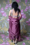 Shop_Show Shaa_Purple Silk Chanderi Embroidered U Sitara Dhoti Pant Set With Blouse _at_Aza_Fashions