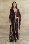 Buy_Sureena Chowdhri_Purple Silk Velvet Kurta Palazzo Set_at_Aza_Fashions
