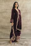 Sureena Chowdhri_Purple Silk Velvet Kurta Palazzo Set_Online_at_Aza_Fashions