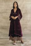 Buy_Sureena Chowdhri_Purple Silk Velvet Kurta Palazzo Set_Online_at_Aza_Fashions