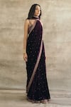 Buy_Sureena Chowdhri_Purple Silk Velvet Saree With Blouse_at_Aza_Fashions
