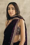 Shop_Sureena Chowdhri_Purple Silk Velvet Saree With Blouse_Online_at_Aza_Fashions