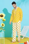 Buy_Nautanky_Yellow 100% Fine Cotton Printed Daisy Shirt And Trouser Set  _at_Aza_Fashions