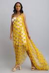 Buy_Nautanky_White Drape-chiffon, Dress-neoprene Daisy Dress Print Tube With Drape _at_Aza_Fashions