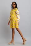 Buy_Nautanky_Yellow 100% Fine Cotton Daisy Round Print Puff Sleeve Dress _Online_at_Aza_Fashions
