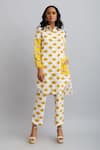 Buy_Nautanky_White 100% Fine Cotton Printed Daisy Shirt Collar Tunic And Pant Set  _at_Aza_Fashions