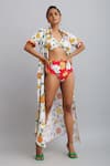 Shop_Nautanky_White Shirt-100% Cotton And Bikini-neoprene Printed Bikini Set With  _Online_at_Aza_Fashions