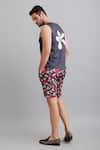 Nautanky_Grey Neoprene Printed Champa Sando And Shorts Set  _at_Aza_Fashions