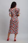 Shop_Nautanky_Grey 100% Fine Cotton Printed Hibiscus V Neck Skirt Set  _at_Aza_Fashions